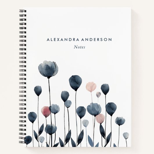 Moderne minimale Wildblumen Notizblock (Vorderseite)