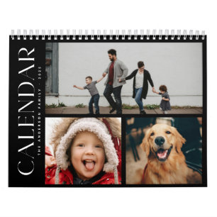 Moderne Minimalfamilie 3 FotoCollage Kalender