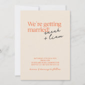 Moderne Minimalfarben | Beige Hochzeit Einladung (Vorderseite)