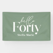 Moderne minimalgrün 40. Geburtstagsdekoration Banner (Horizontal)