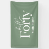 Moderne minimalgrün 40. Geburtstagsdekoration Banner (Vertikal)