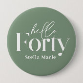 Moderne minimalgrün 40. Geburtstagsdekoration Button (Vorderseite)