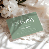 Moderne minimalgrün einfache 40. Geburtstag Einladung