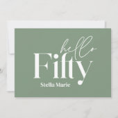 Moderne minimalgrün einfache 50. Geburtstag Einladung (Vorderseite)