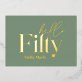 Moderne minimalgrün einfache 50. Geburtstag Folieneinladung (Vorderseite)