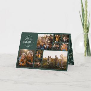 Moderne, minimalgrüne 11 Foto botanische Familie Feiertagskarte