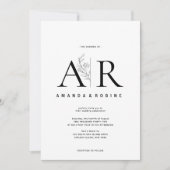 Moderne Minimalinitialen für Hochzeiten Einladung (Vorderseite)