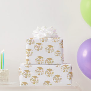 Moderne Minimalis Gold Schrift Ich hab's geschaff Geschenkpapier