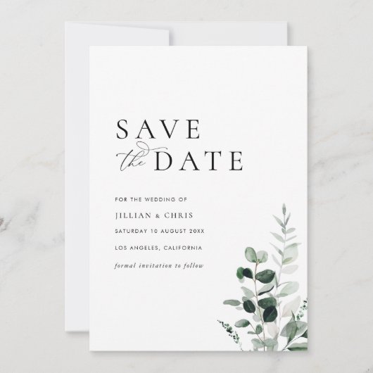 moderne minimalisgrün Save the Date Karte (Vorderseite)