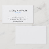 MODERNE MINIMALISMUS GRAU/BLAUE Visitenkarte (Vorne/Hinten)