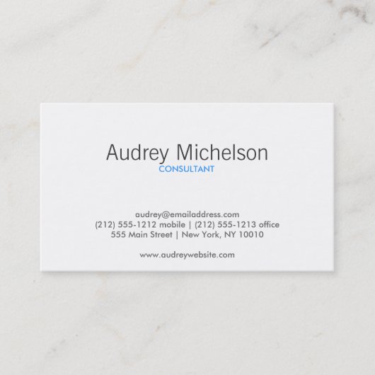 MODERNE MINIMALISMUS GRAU/BLAUE Visitenkarte (Vorderseite)