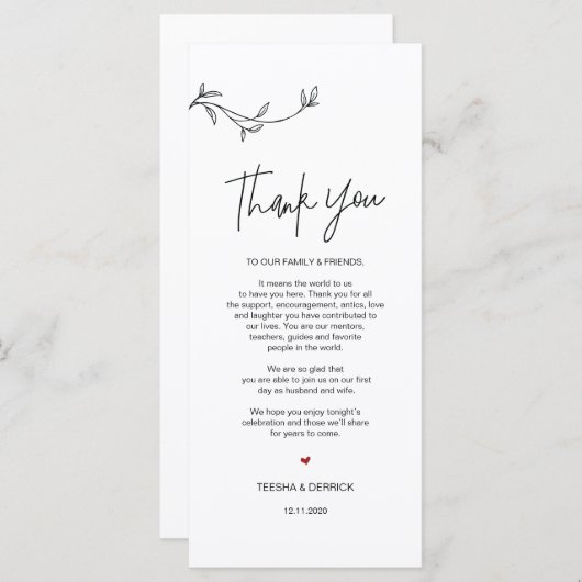 Moderne Minimalismus Platz Einstellung Dankeschön  Programm (Vorne/Hinten)