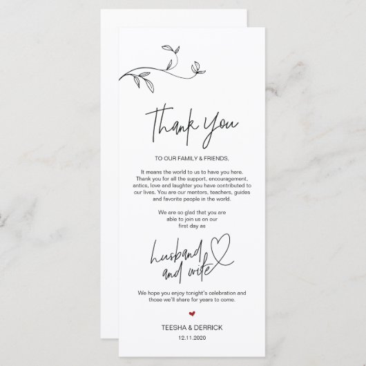 Moderne Minimalismus Platz Einstellung Dankeschön  Programm (Vorne/Hinten)