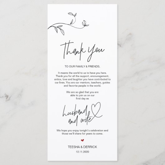 Moderne Minimalismus Platz Einstellung Dankeschön  Programm (Vorderseite)