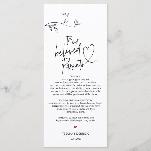 Moderne Minimalismus Platz Einstellung Dankeschön  Programm (Vorderseite)