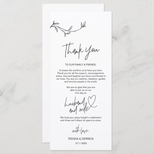 Moderne Minimalismus Platz Einstellung Dankeschön  Programm (Vorne/Hinten)