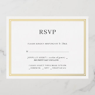 Moderne Minimalisrt Wedding RSVP Foil Einladung