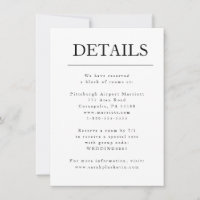 Moderne Minimalist Inital Wedding Details Card