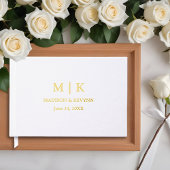 Moderne Minimalist Monogram Wedding Gold Foil Gästebuch