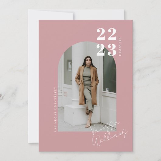Moderne Minimalistisch Arch Foto Graduation Party Einladung (Vorderseite)