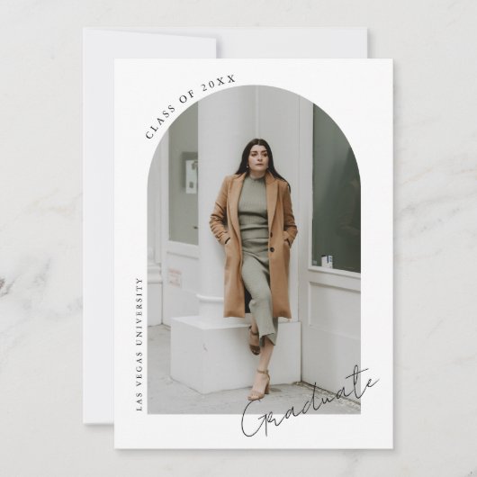Moderne Minimalistisch Arch Foto Graduation Party Einladung (Vorderseite)