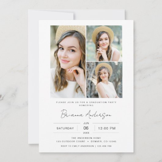 Moderne Minimalistisch Arch Foto Graduation Party Einladung (Rückseite)