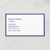 Moderne minimalistisch-blaue geometrische Mitterna Visitenkarte (Rückseite)