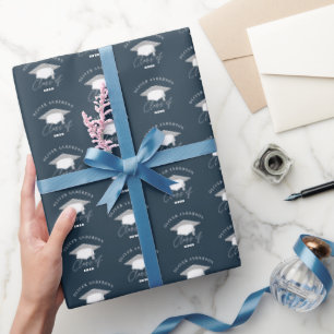 Moderne, minimalistisch-blaue Klasse des Abschluss Geschenkpapier