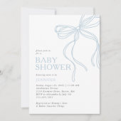Moderne Minimalistisch Blue Bow Baby Boy Dusche Einladung (Vorderseite)