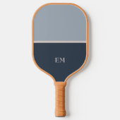 Moderne Minimalistisch Blue Mit Monogramm Initiale Pickleball Schläger (Vorderseite)