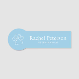 Moderne Minimalistisch Blue Paw Print Veterinary Namensschild