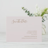 Moderne Minimalistisch Blush-Gold-Hochzeit Save th Save The Date (Stehend Vorderseite)