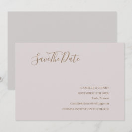 Moderne Minimalistisch Blush-Gold-Hochzeit Save th The Date