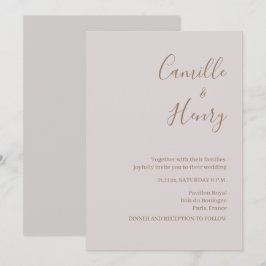 Moderne Minimalistisch Blush Gray Hochzeitseinladu Einladung