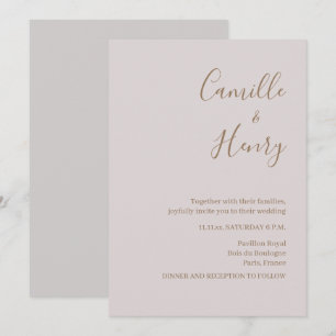 Moderne Minimalistisch Blush Gray Hochzeitseinladu Einladung