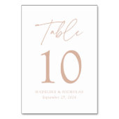 Moderne Minimalistisch Blush Script Hochzeit Tischnummer (Vorderseite)