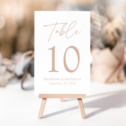 Moderne Minimalistisch Blush Script Hochzeit Tischnummer