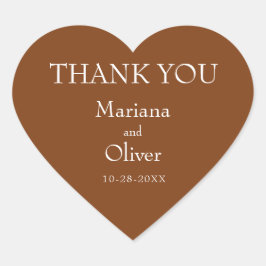 Moderne Minimalistisch-Braun-Hochzeit Herz-Aufkleber