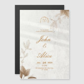 Moderne Minimalistisch-braune Blumenhochzeit Magneteinladung (Vorne/Hinten)