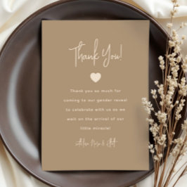 Moderne Minimalistisch-braune Geschlechtsoffenbaru Dankeskarte
