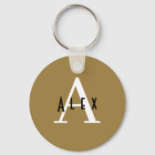Moderne Minimalistisch Bronze Monogramm Name + Ini Schlüsselanhänger (Vorderseite)