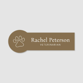 Moderne Minimalistisch Brown Paw Print Veterinary Namensschild