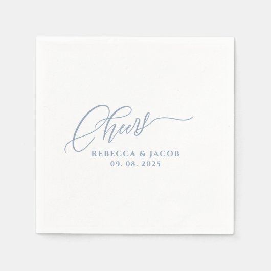 Moderne Minimalistisch Cheers Calligraphy Dusty Bl Serviette (Vorderseite)