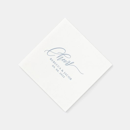 Moderne Minimalistisch Cheers Calligraphy Dusty Bl Serviette (Ecke)