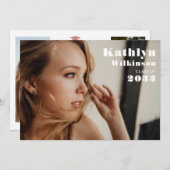 Moderne Minimalistisch-Chic-3-Foto-Graduierungspar Einladung (Vorne/Hinten)