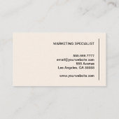 Moderne Minimalistisch-Chic-Creme Beruflich Visitenkarte (Rückseite)