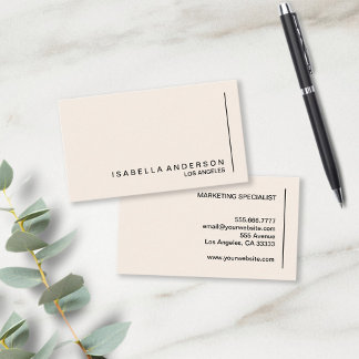 Moderne Minimalistisch-Chic-Creme Beruflich Visitenkarte
