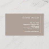 Moderne Minimalistisch Chic Taupe Beruflich Visitenkarte (Rückseite)