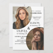 Moderne Minimalistisch Einladung zwei Foto Doppelg (Vorderseite)