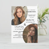 Moderne Minimalistisch Einladung zwei Foto Doppelg (Stehend Vorderseite)